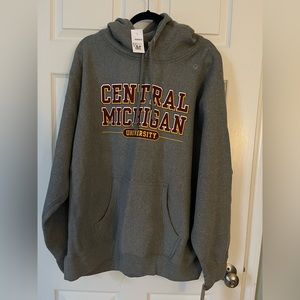 NWT, Sz XL (unisex) runs big. Central Michigan University Graphite Hoodie.
